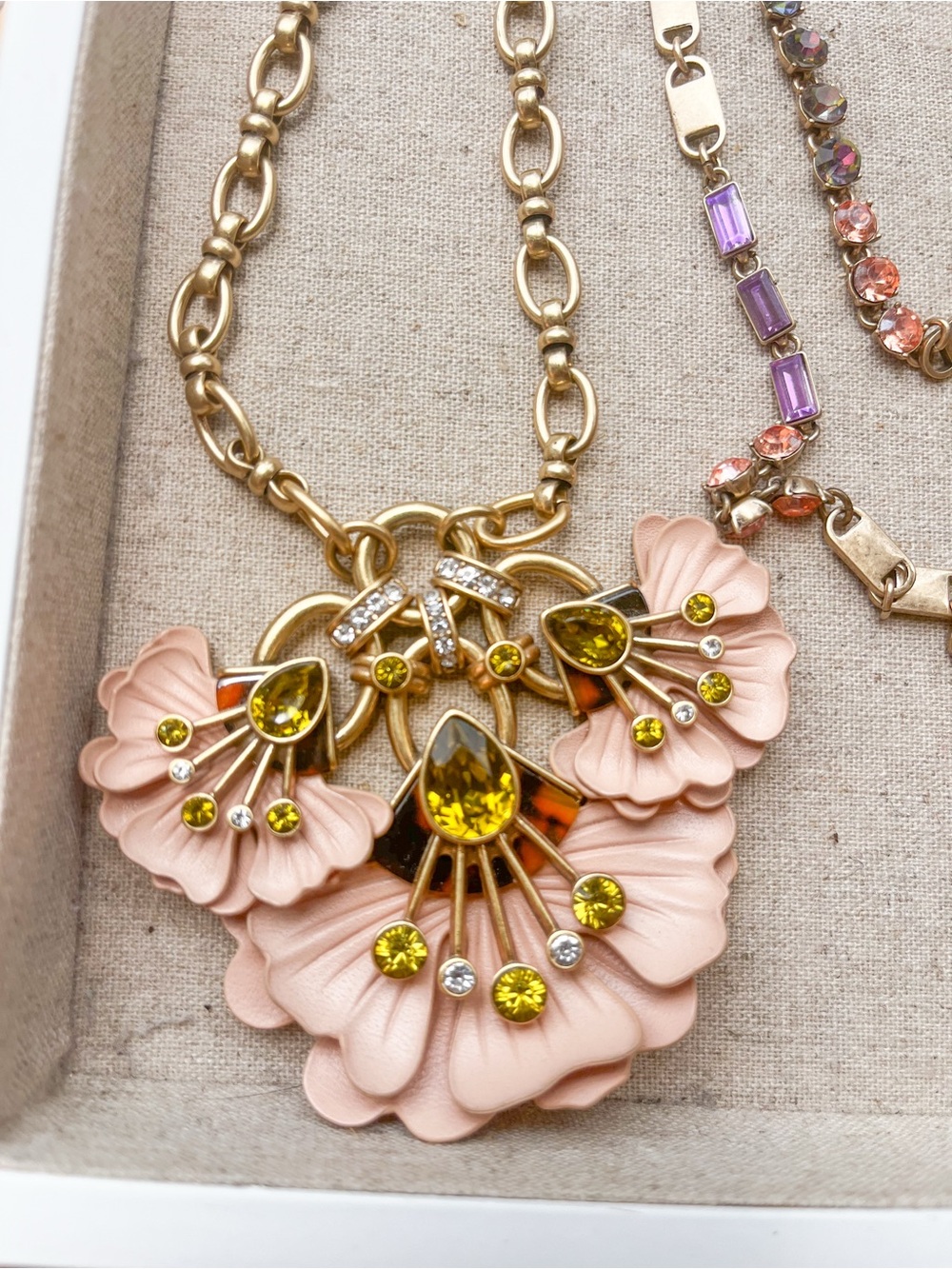 Stella & Dot Rory Pink Floral Pendant Necklace